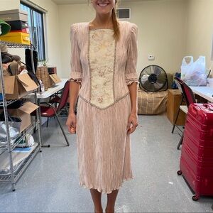 Neiman Marcus Blush Pink Pleated Dress